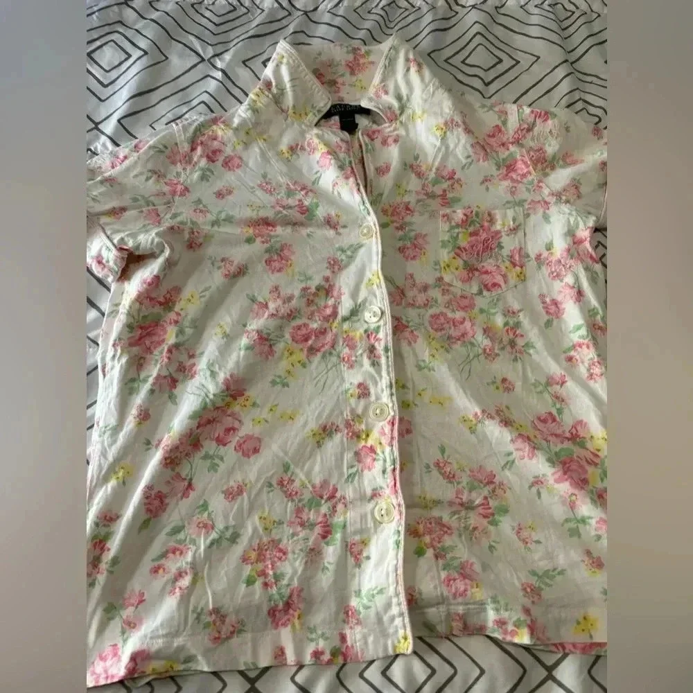 Lauren Ralph Lauren Women’s Pajama Sleep Button Down Top size Large